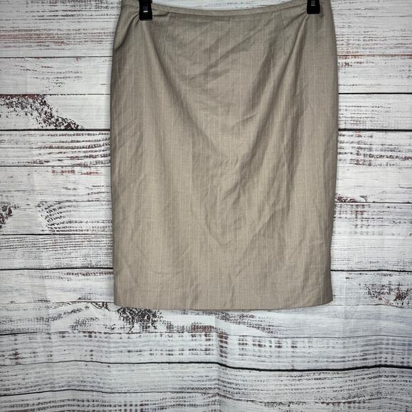 Calvin Klein Oatmeal Pinstripe Pencil Skirt Size 12 NWT - Picture 1 of 4